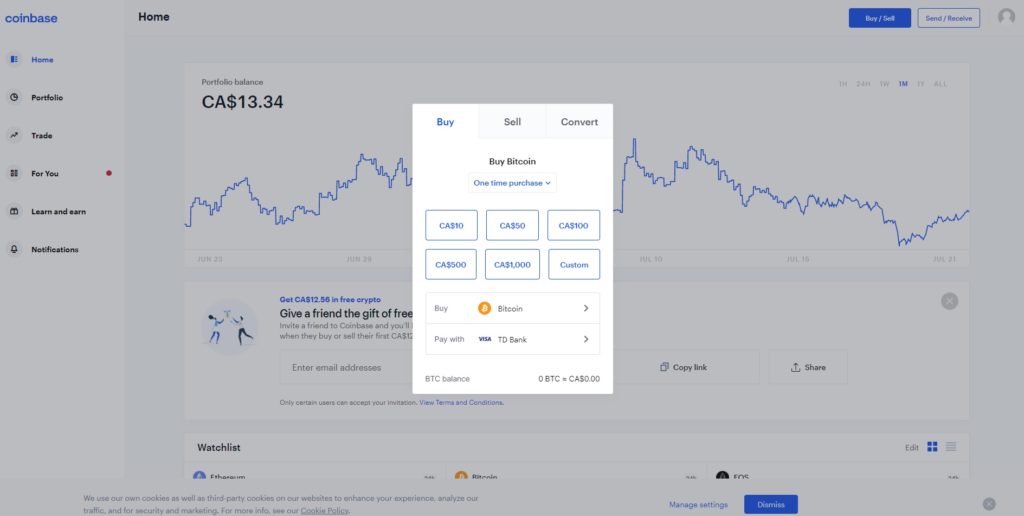 coinbase cryptocurrency exchanges